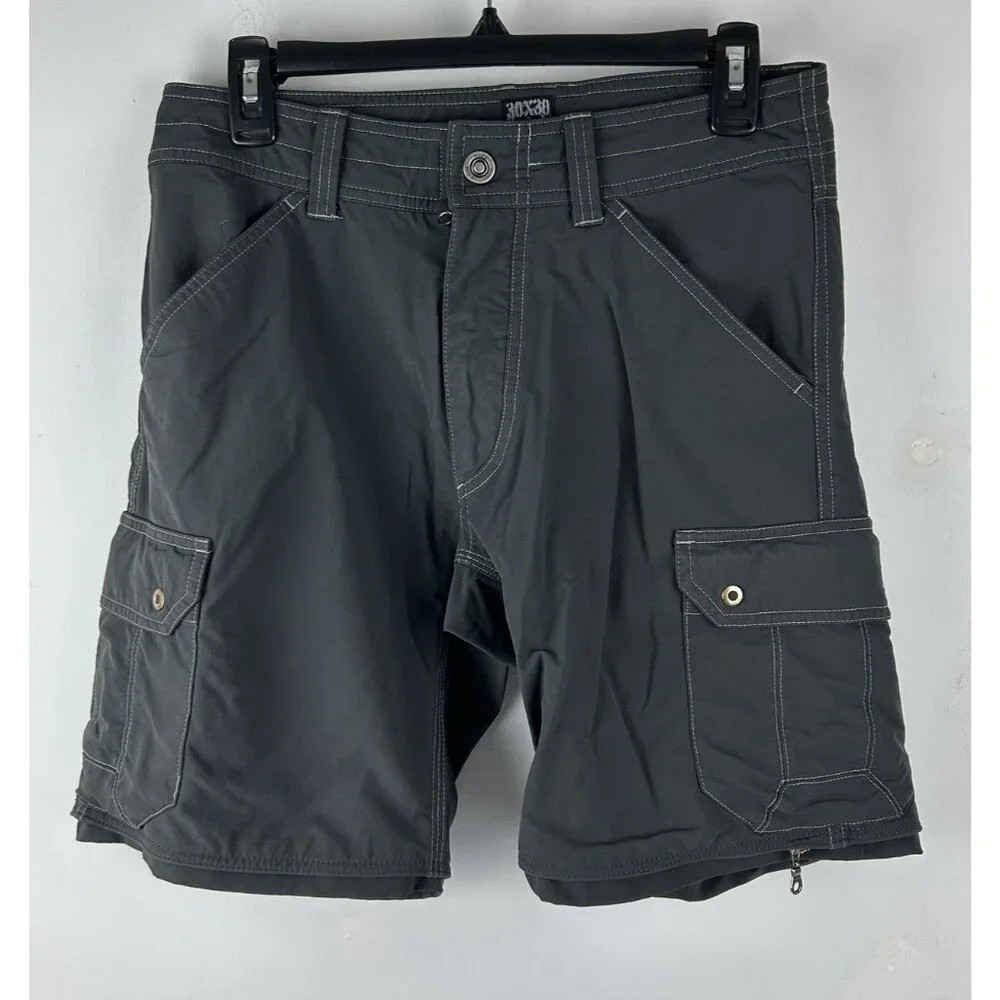 Kuhl Shorts Mens 30 Gray Renegade Convertible Stealth Hiking Cargo Zip Off